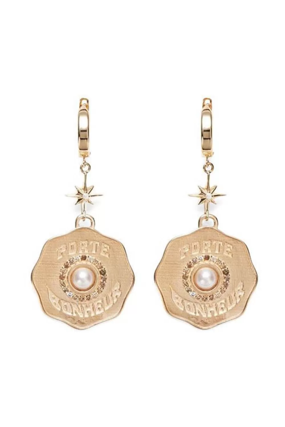 Woman Marlo Laz Fine Jewelry | Porte Bonheur Coin Earrings Pearl