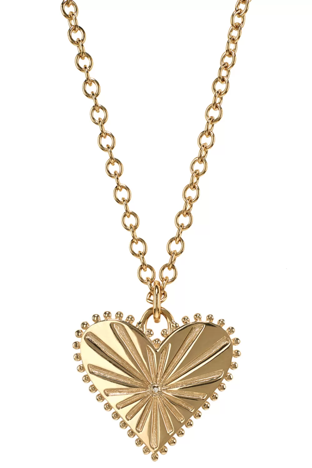 Woman Marlo Laz Fine Jewelry | Pour Toujours Heart Coin Yellow Gold Necklace With White Diamond