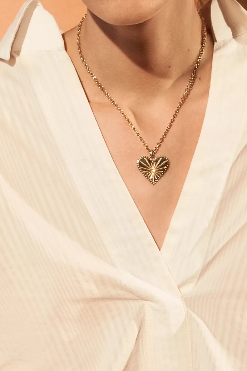 Woman Marlo Laz Fine Jewelry | Pour Toujours Heart Coin Yellow Gold Necklace With White Diamond