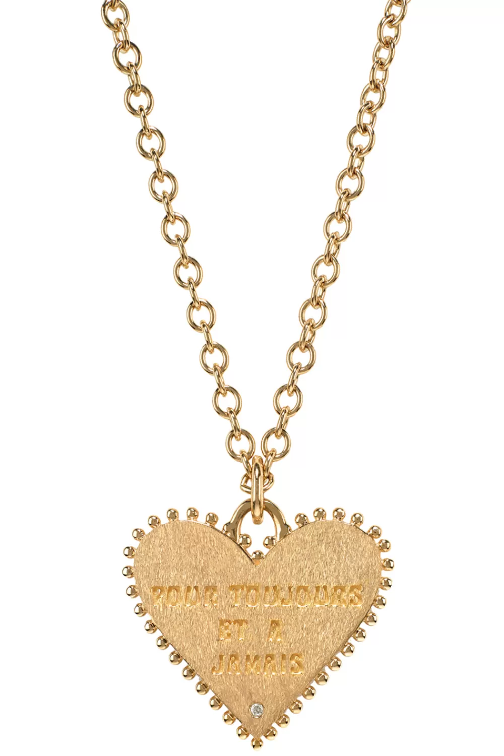 Woman Marlo Laz Fine Jewelry | Pour Toujours Heart Coin Yellow Gold Necklace With White Diamond