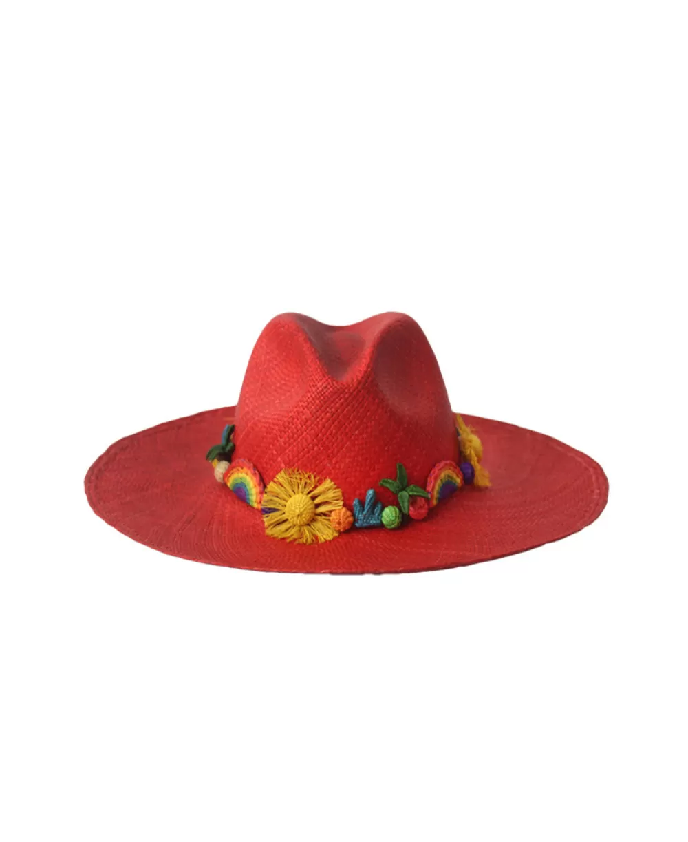Woman Pajara Pinta Hats | Red Happy Hat