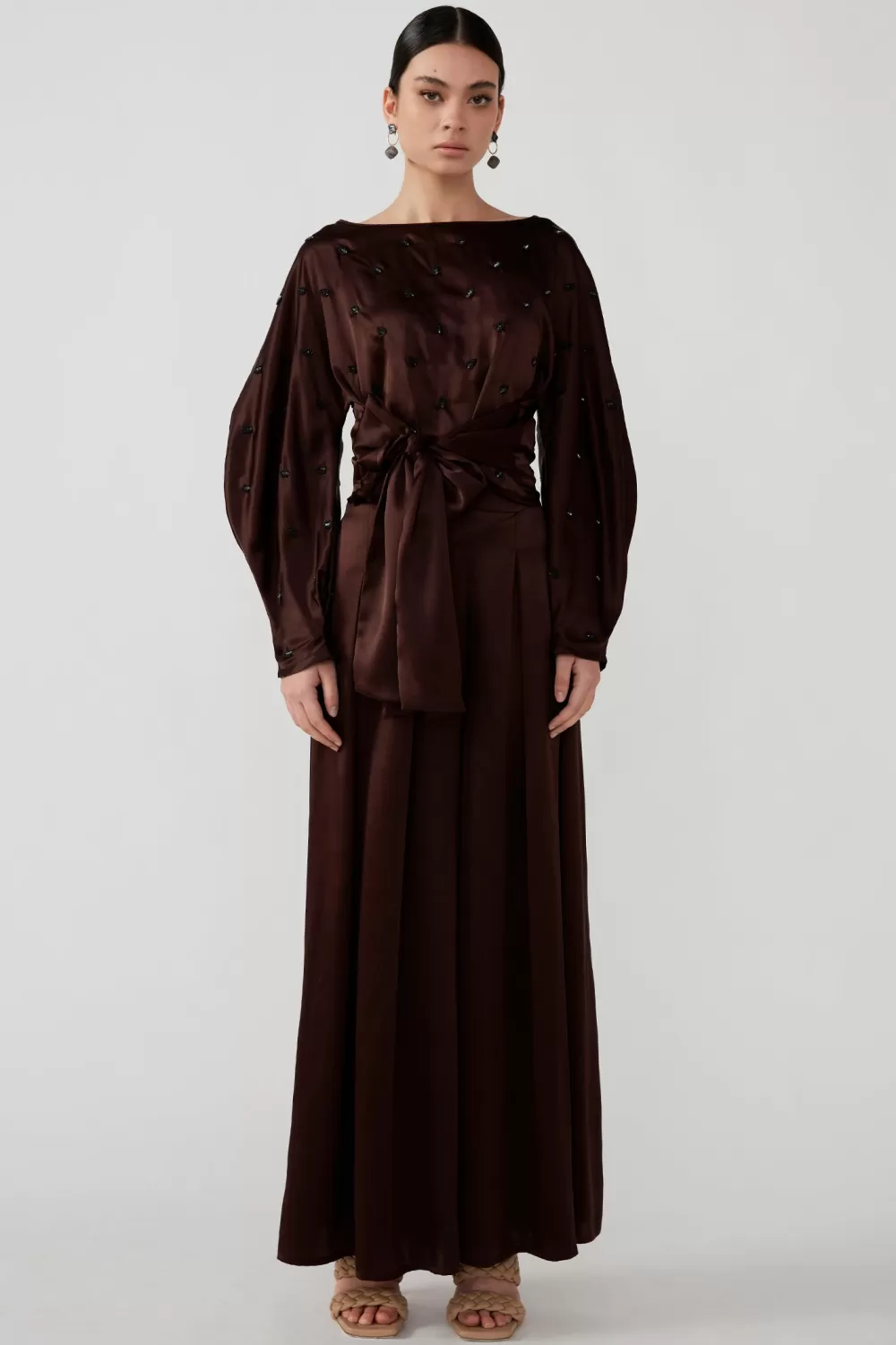 Woman Mastani Tops | Roohi Beaded Wrap Top In Umber