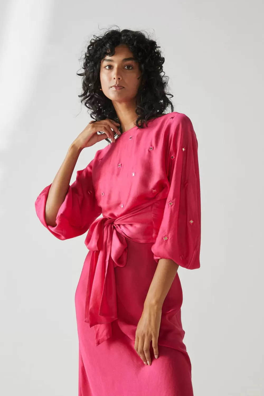 Woman Mastani Tops | Roohi Embellished Wrap Top In Magenta