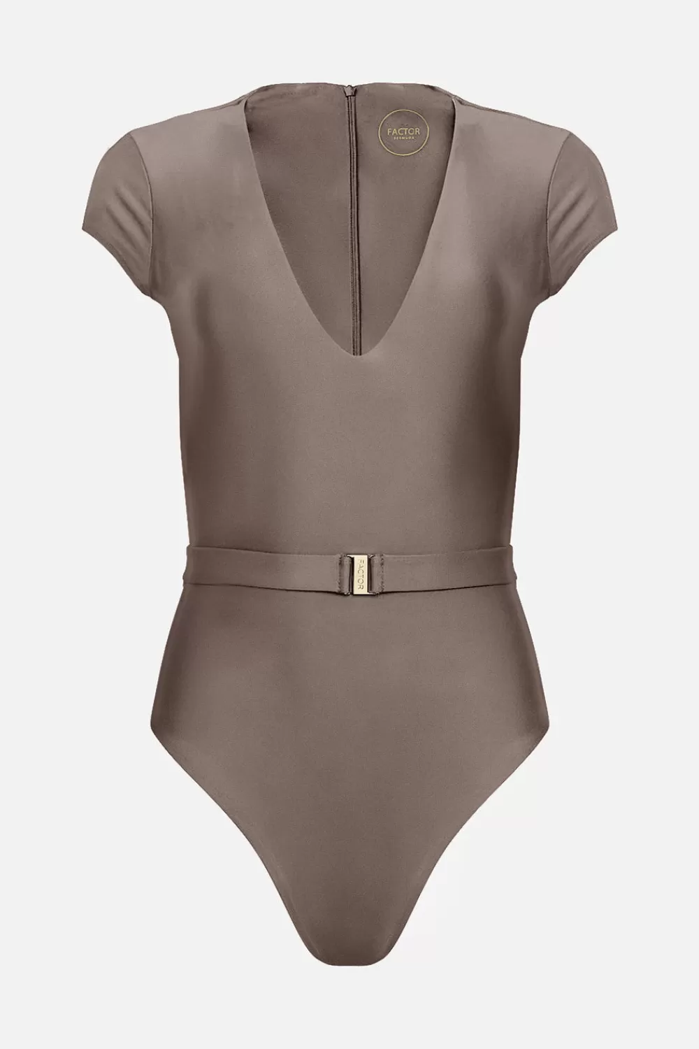 Woman Factor Bermuda Beachwear | The Plunge Silhouette Swimsuit In Coconut