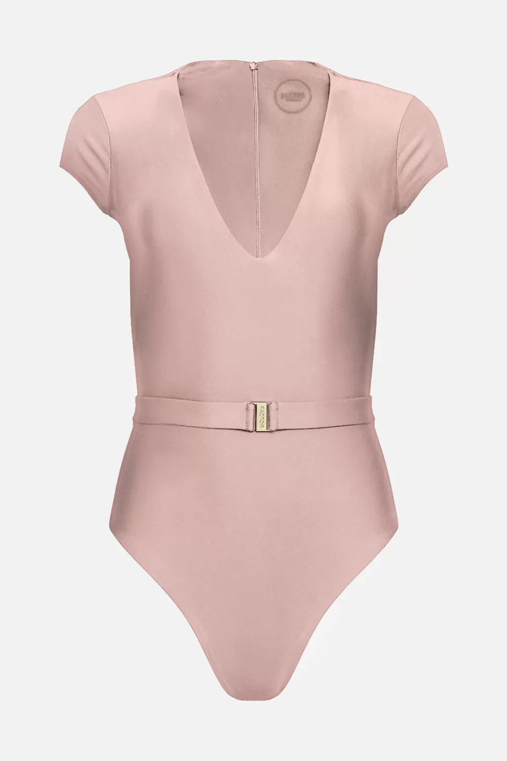 Woman Factor Bermuda Beachwear | The Plunge Silhouette Swimsuit In Pink Sand
