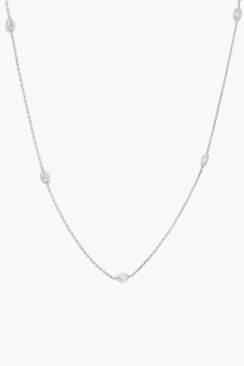 Woman Vrai Fine Jewelry | Marquise Bezel Station In White Gold