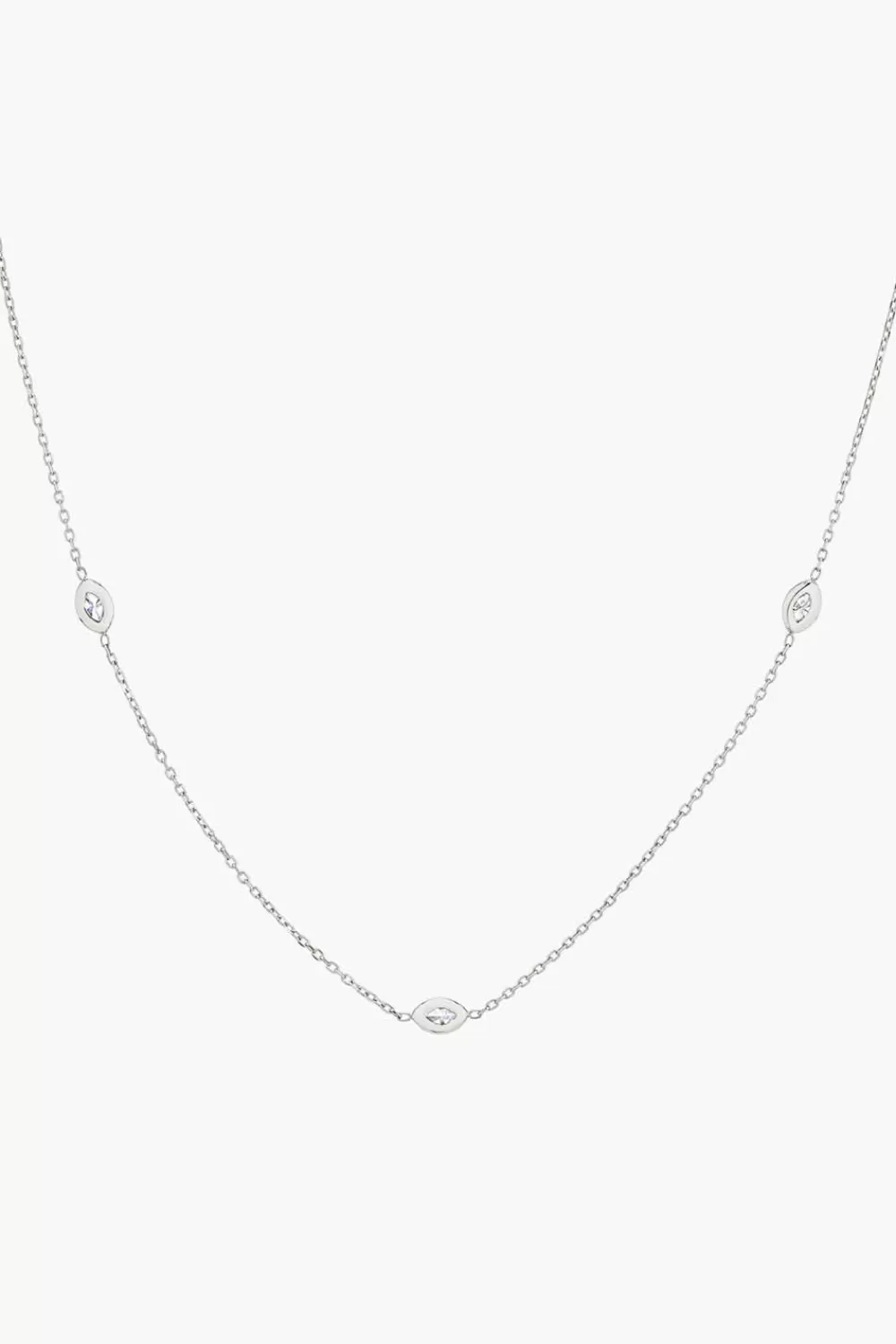 Woman Vrai Fine Jewelry | Marquise Bezel Station In White Gold