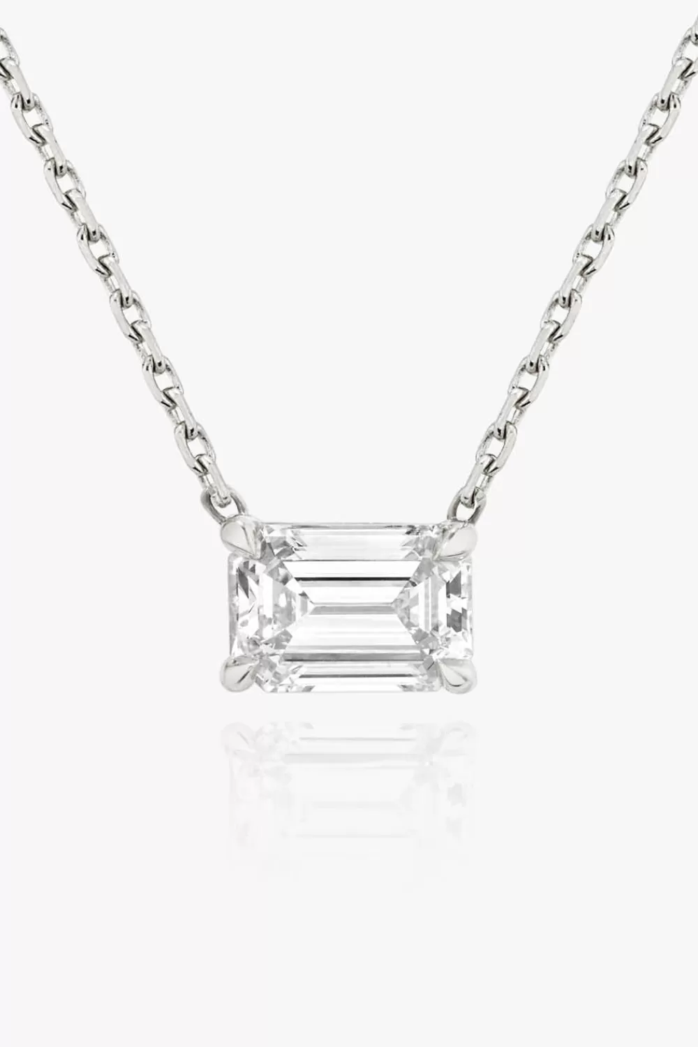 Woman Vrai Fine Jewelry | Solitaire Emerald Necklace In White Gold