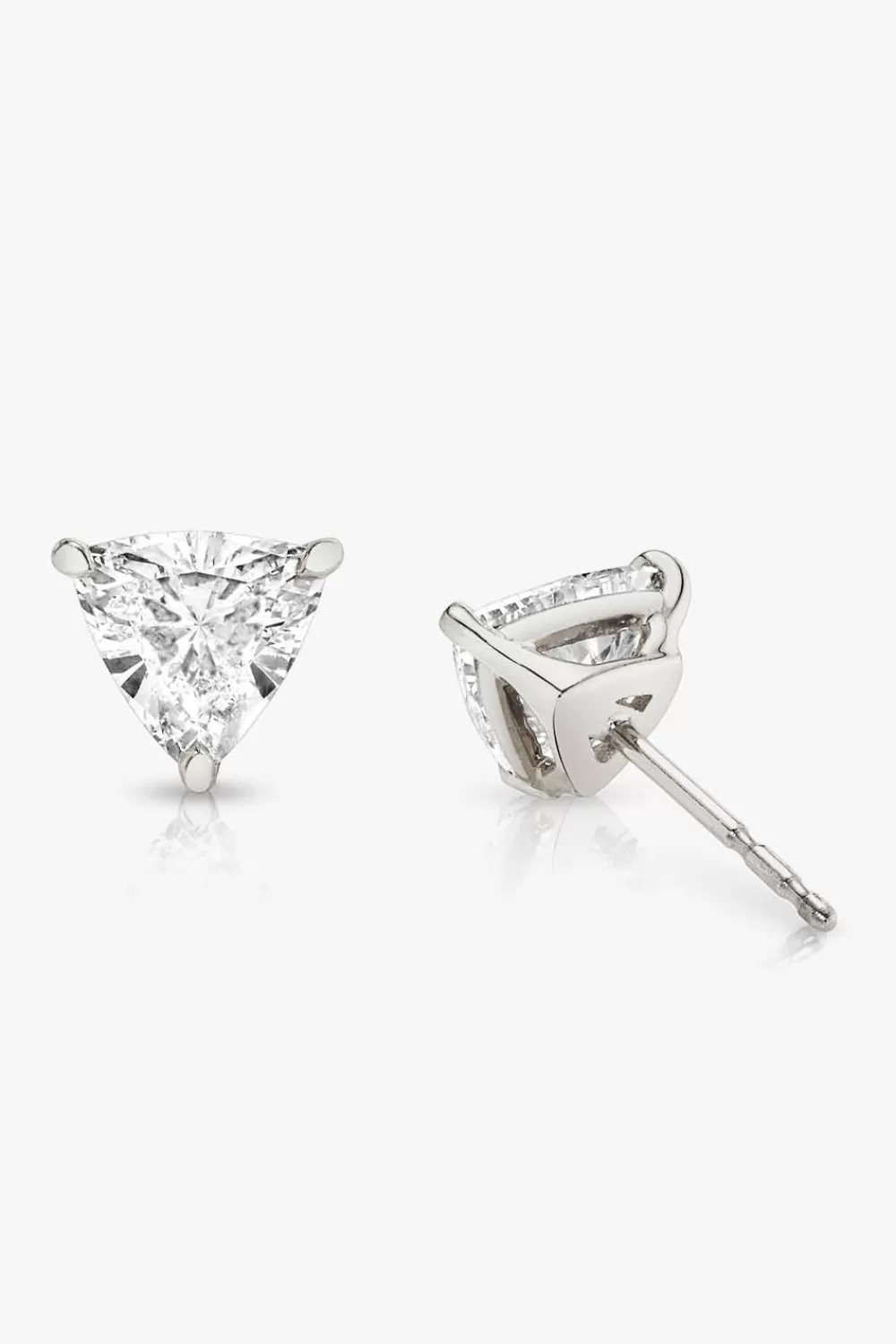 Woman Vrai Fine Jewelry | Trillion Solitaire Studs In White Gold