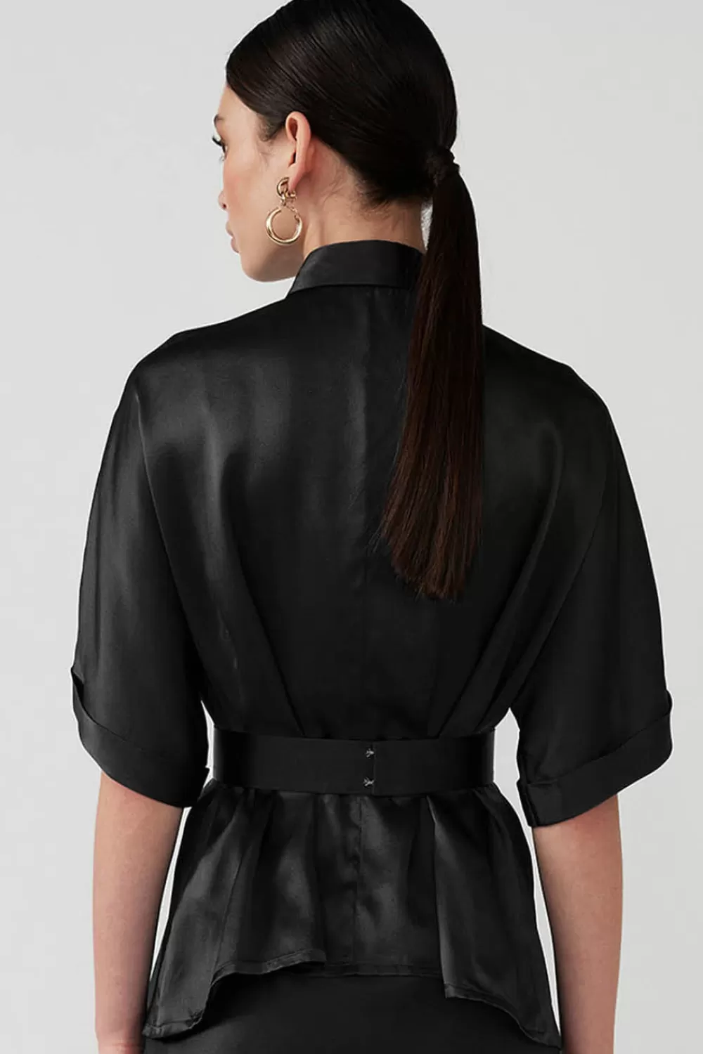 Woman Mastani Tops | Yafiz Silk Shirt In Noir