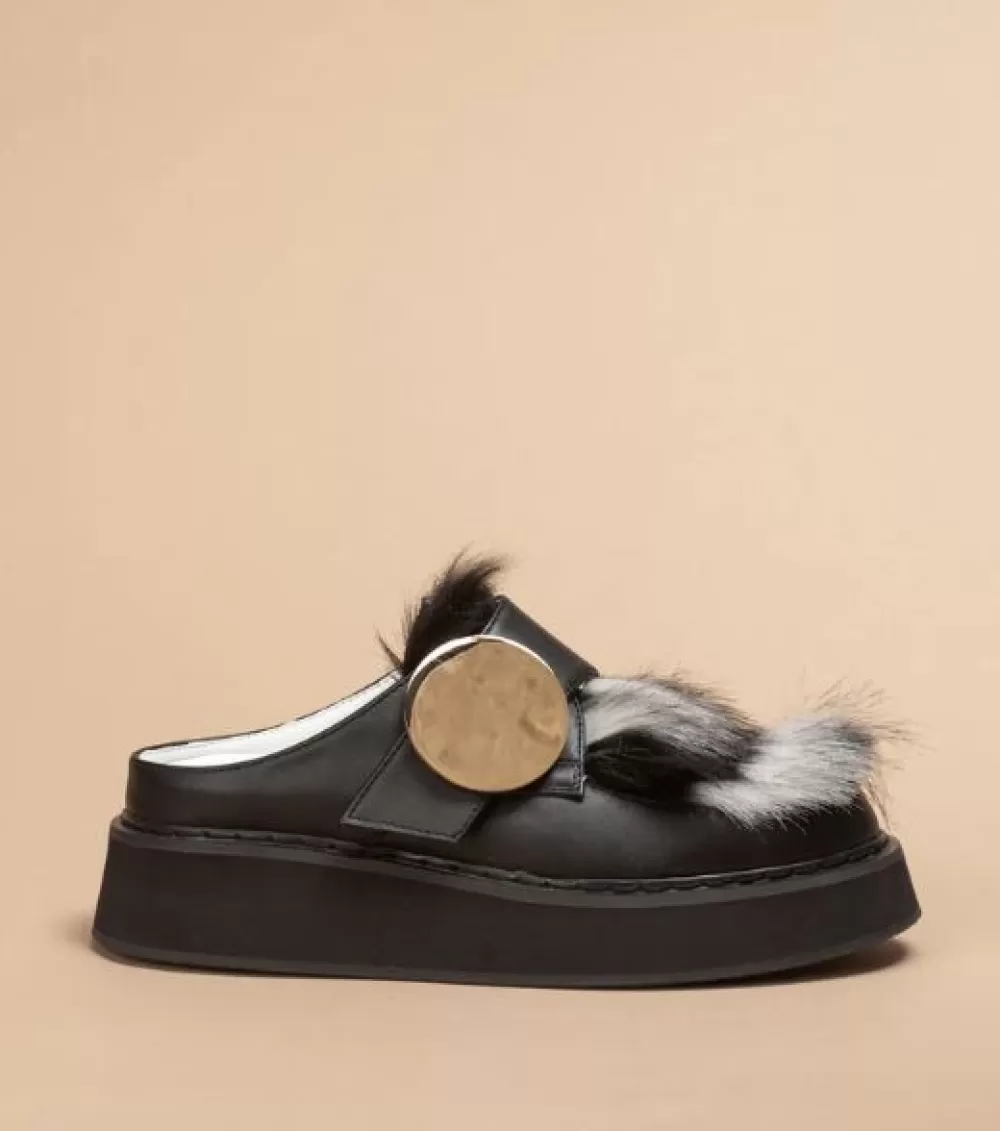 Woman O2monde Shoes | Zeme Black With Vegan Fur